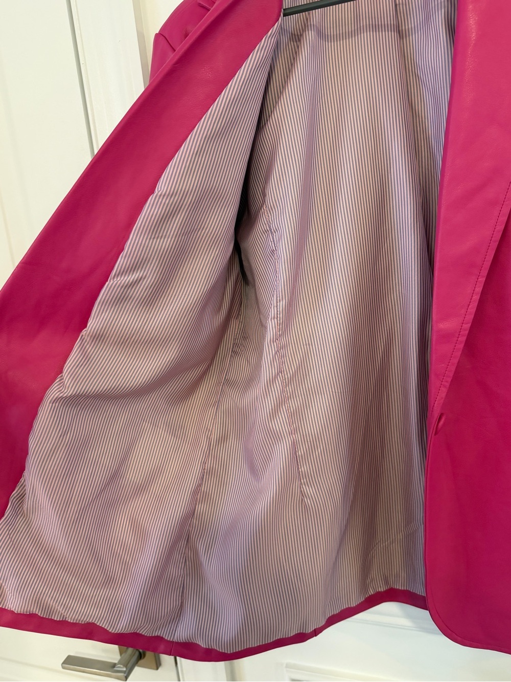 Fate Women's Bright Pink Leather Blazer - Picture 4 of 4